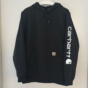 Carhartt Mens Midweight Sleeve Logo Hooded Sweatshirt in Black